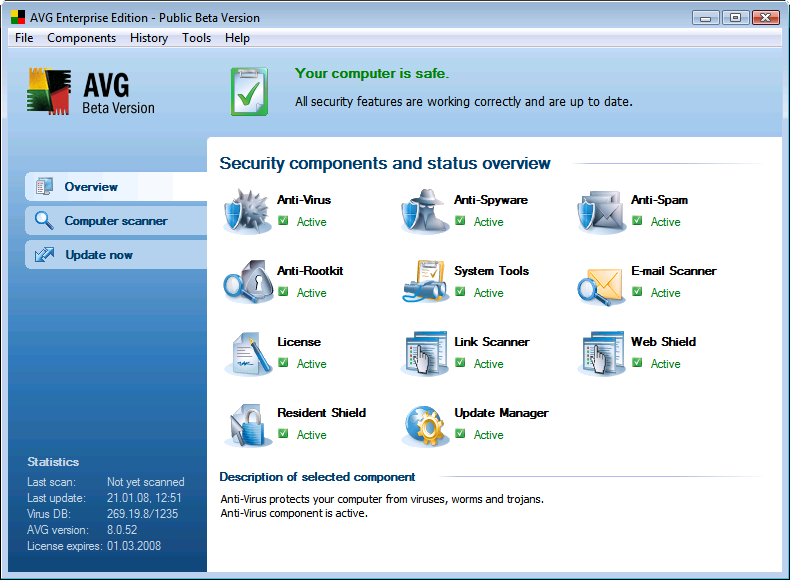 AVG 8 has a new user interface