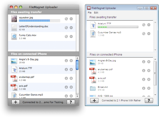 FileMagnet Uploader - before and after Cocotron
