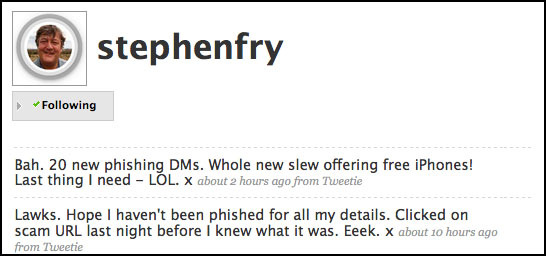 Stephen Fry's response to being phished