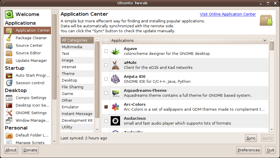 Ubuntu Tweak Application Center