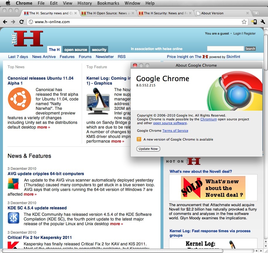 Chrome 8 Mac OS X