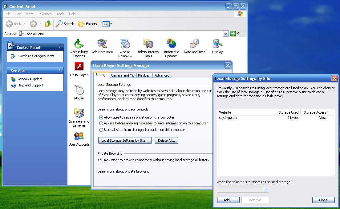 Adobe Flash 10.3 on Windows XP cropped