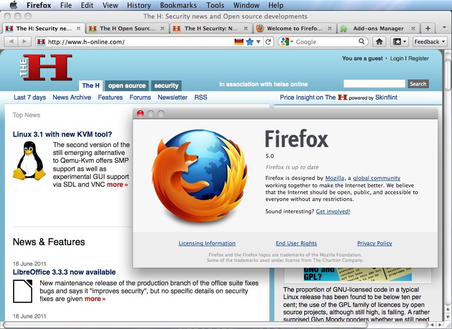 Firefox 5 RC on Mac OS X