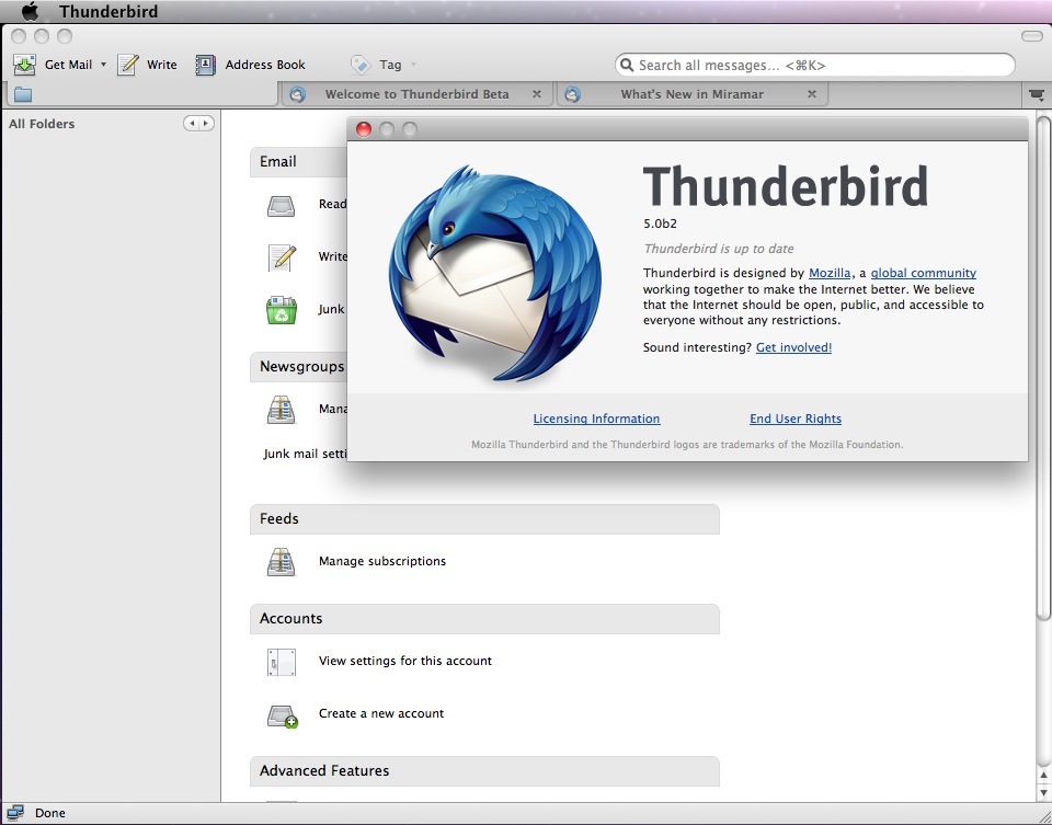 Thunderbird 5 Beta 2 on Mac OS X