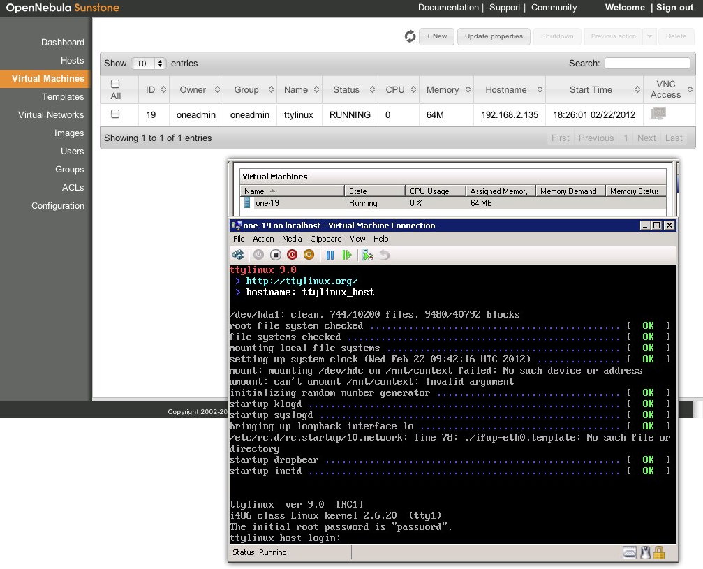 Screenshot of OpenNebula Hyper-V drivers