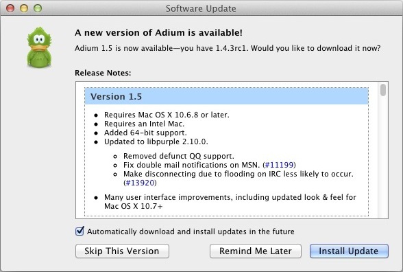 Adium 1.5 update