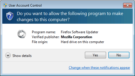 Firefox UAC Prompt