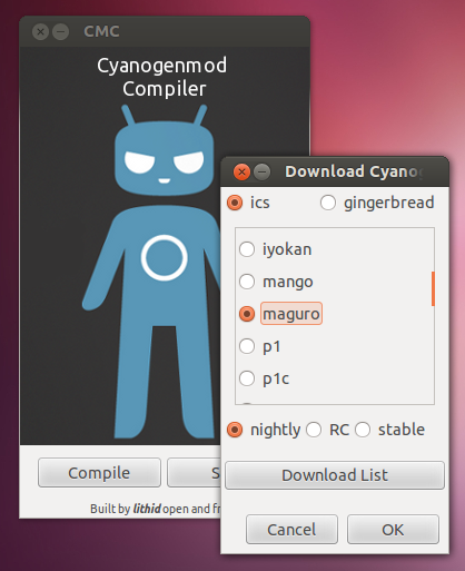 CyanogenMod Compiler screenshot
