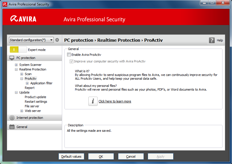 Avira Professional Security screenshot