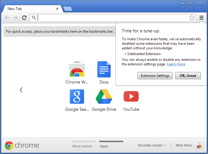 Blocking sideload extensions with Chrome 25