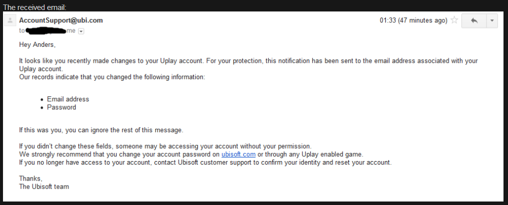 Uplay hack email