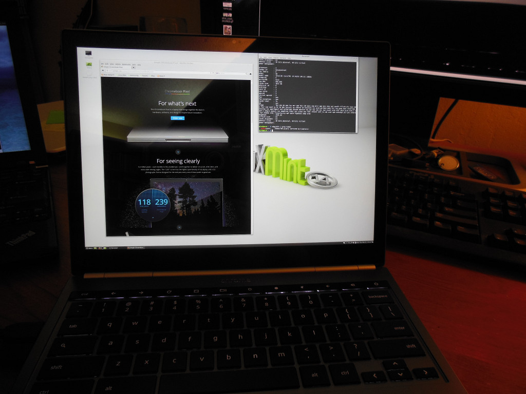 The Chromebook Pixel running Linux Mint